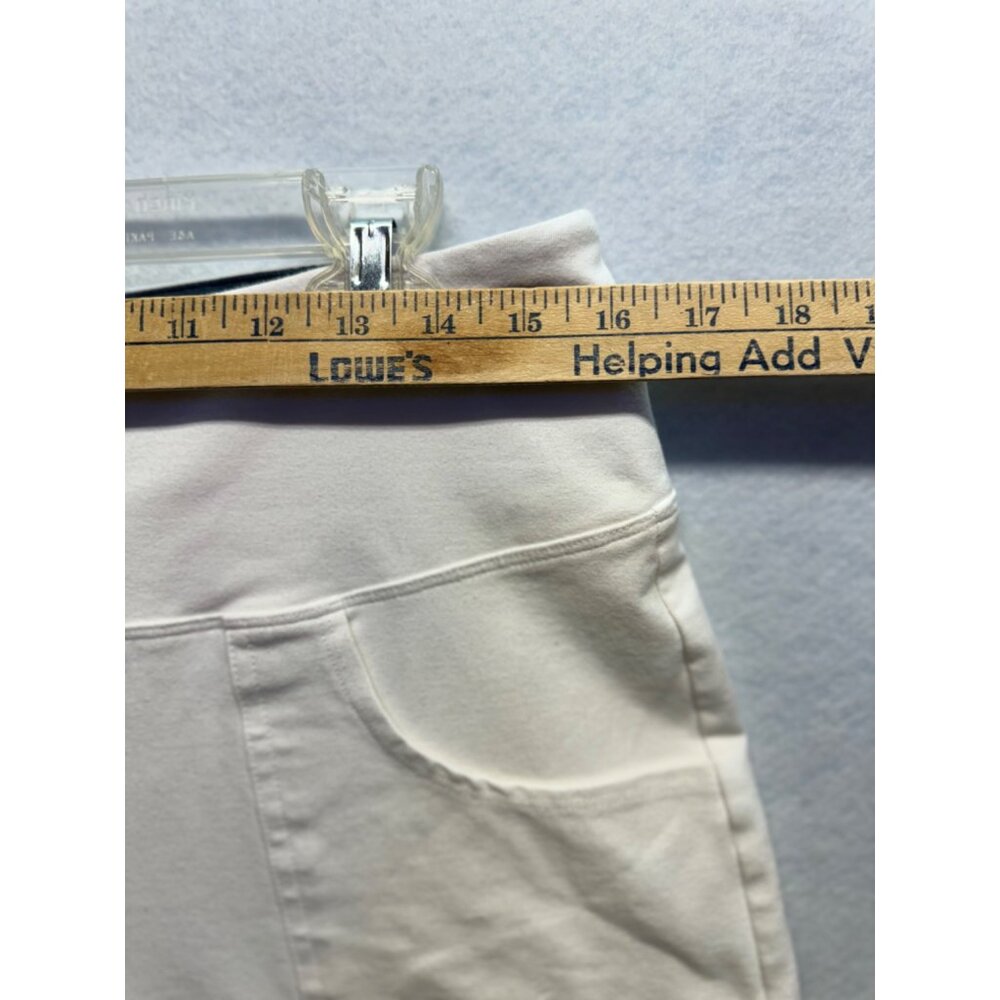 Capri Yoga Pants White Renee Greenstein Women With Control Stretch Pockets Large - Picture 3 of 8